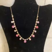 NAPIER Pink to rose rhinestone choker necklace - gold tone setting NWT!