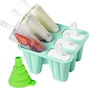 Fabulle Ice Cream Molds – 6 Cavity Silicone Popsicle Molds, BPA-Free Reusable Ice Pop Maker for Homemade Frozen Treats, Easy-Release Ice Cream Moulds for Kids & Adults (Green)