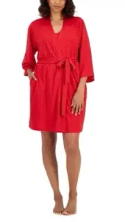 I.n.c. International Concepts Women's 2-Pc. Sparkle Red Robe & Chemise Set L