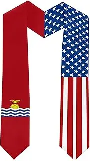 [Ruchikaj] 2025 Kiribati Flag and USA Flag Graduation Stole Graduation Sash for International Student (Baccalaureate Gown and Hat Not Included), Kiribati and Usa
