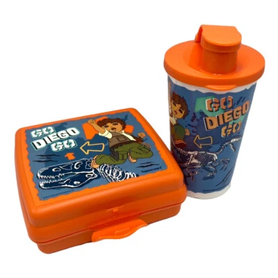 Tupperware Go Diego Kids Lunch Set Sandwich Keeper & Flip Top Cup Orange
