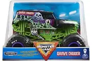 Monster Jam Official Grave Digger Monster Truck - Grave Digger Collector 1:24 Scale Die-Cast Vehicle - Chrome Rims and BKT Tread Tires For Use In All Playsets - Collectible For Fans Birthday Parties