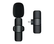 Lavalier Microphone Noise Reduction Sensitive Plug Play 2.4G Wireless Condenser Recording Microphone for Outdoor Black Plug for iPhone