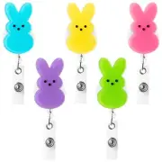 Easter Bunny Badge Reels Retractable - 5Pcs Nurse Badge Holder with Alligator...