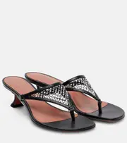 [Amina Muaddi] Amina Muaddi Cameron 45 crystal-embellished thong sandals AU 7 black