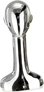 Zialofi Wig Stand Mannequin Head Hat Display Holder Portable Fashion Home Decor Hat Cap Storage Rack, Silver and Straight