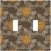 AIXIWAWA Retro Sun and Clouds Switch Plate 1 Pack, Home Decor Wall Plates 3-gang with Screw Size 6.37x4.48x0.27 in