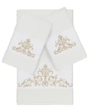 Linum Home Textiles Turkish Cotton Scarlet 3Pc Embellished Bath & Hand Towel Set