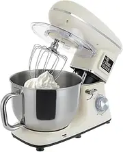 Commercial Stand Mixer, 1600W Electric Kitchen Mixer, with 6 Speeds/Timing/LCD Screen, High Efficiency Kneading Machine with Beater, for Restaurants, Large Kitchens, Canteens White