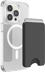 PopSockets Minimalist Slim Phone Wallet with MagSafe Adapter Ring, Phone Card Holder, Wireless Charging Compatible, Wallet Without Grip Compatible with MagSafe- Black