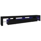 RGB LED Lights TV Cabinet Wooden Entertainment Unit Console Media Table Black