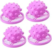 Hohopeti 4pcs Filter Net Pouch for Washing Machines Shaped Hair Removal Balls Laundry Cleaning Tools Easy to Use Durable and Safe for Clothes Purplish Red