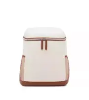 DSW Insulated Backpack Cooler Cream/Brown Faux Leather Trim ~ New ~ List $49.99
