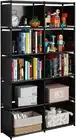 JIUYOTREE 6-Tiers Portable Bookshelf with Fabric Cloth at Back, 10 Cube Closet S