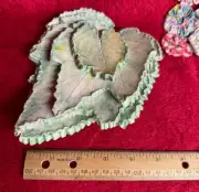 Set of 4 Leaf Impressioned Trays Handmade Pottery Various Green Grape Leaves