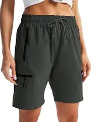 [Serord] Women's Hiking Cargo Shorts with Zipper Pockets Quick Dry Lightweight Summer Shorts for Women Golf Travel