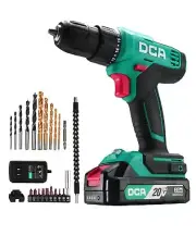 DCA Cordless Drill Set, 336 in-lbs Torque, 3/8" Keyless Chuck, Electric Power