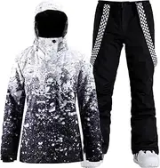 [GSOU SNOW] Women's Ski Jackets and Pants Set Snowboarding Snowsuit Snow Coat Hooded Waterproof Windproof