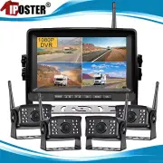 Digital Wireless 9" Quad Splitscreen DVR Monitor Reversing 4x Cameras 12V 24V HD