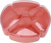 Divided Serving Dishes with Lid, Dried Fruit Tray Serving Bowls Compartment Plate with 5 Section Multifunctional Party Snack Tray for Fruits Nuts Candies Crackers (Color : Pink)
