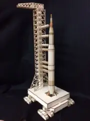 Laser Cut Wooden Saturn 5 Rocket & Launch Module 3D Model/Puzzle Kit