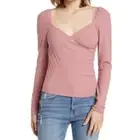 Abound NWT Long Sleeve Faux Wrap Top Women's Sz S Mauve Ribbed Stretchy