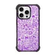 iPhone 16 Pro Ultra Impact Case MagSafe Compatible Transparent Cute Funny Purple Graffiti Doodle Drawings