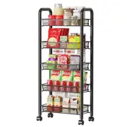 5 Tire Utility Rolling Cart Kitchen Metal Storage Cart With Lockable Wheel Mobil