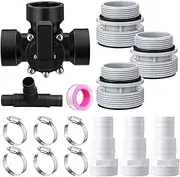 DoubleFill 3 Way Swimming Pool Diverter Valve Hose Adapter with Hose Clamps Replacement Slip Valve Filter Hose Conversion Kit with Seal Ring for 1 1/4'' or 1 1/2'' Filter Ports (Hose Adapter,Black)