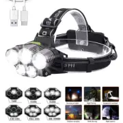 12000LM 5xLEDs Headlamp Super Bright Rechargeable Headlight Flashlight TorchLamp