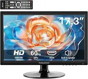 Thinlerian 17.3 Inch Computer Monitor, HD 1600x900 Display, HDMI VGA Monitor Build-in Speakers, 60Hz, 5Ms, VESA Mountable, PC Monitor, Black