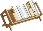 Bamboo Desktop Bookshelf, Small Book Rack, Desktop Book Shelf Organizer for CDs, Magazine, Books Display, Wood Storage Rack for Home Office Living Room Bedroom