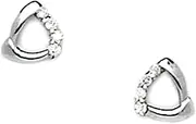 [JewelryWeb] 14k White Gold CZ Simulated Diamond Triangle Screw Back Earrings 7x6mm Stud Earring for Women