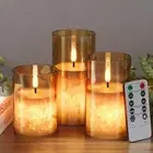 Crystal Texture Design Flickering Flameless Candles With Remote & Timer, Real...