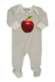 Apple Print Romper W Feet--FOX-FW131202