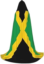 Flag Of Jamaica Print Halloween Hooded Cloak 130/150/170cm Carnival Witch Costume Cosplay Theme Party