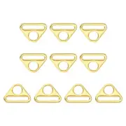 10Pcs 0.79" Adjuster Triangle with Bar Swivel Clip D Dee Ring Buckle, K Gold