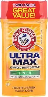 Arm & Hammer Ultra Max Fresh Solid Antiperspirant Deodorant, 2.6 Oz, Twin Pack