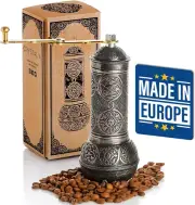 Refillable Coffee Grinder, Authentic Manual Mill with Adjustable Grinder, Metal