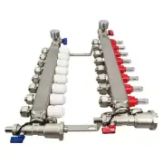 8-Branch Steel Heating Manifold Set PEX Radiant Floor Diversity Collector