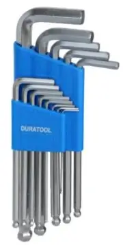 HEX KEY SET, BALL ENDED 13PC, METRIC, KIT CONTENTS 1.27MM, 1.5MM, 2 FOR DURATOOL