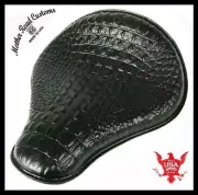 Spring Solo Seat Chopper Harley Sportster Bobber 12x13x1" Blk Alligator Leather