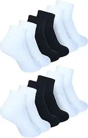 [Zaccai] Women's Ankle Socks Casual Lightweight Cotton Socks (6 Pairs), 2 Black, 4 White, One Size