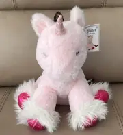 Aurora Shimmery Clouds 9” Seated Plush Unicorn Pink Glitter NWT Stuffed Animal