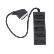 1X(21Pin Scart 5 Way Splitter 21p Scart Male to 5 Female Adapter Connector6265
