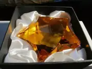 NOS ROSENTHAL FIRE ORANGE CRYSTAL STAR PAPERWEIGHT IN THE BOX - RARE COLOR