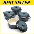 Elegant 4-Piece Mini Cocotte Set - 12 oz Ceramic Ramekins for Personal Portions