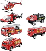 BRIGHTFUFU Fire Engine Model Educational Plaything 1:87 Mini Fire Engineering Car Models Develop Boys and Girls' Skills