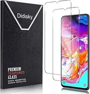 [Didisky] [2 Pack] Tempered Glass Screen Protector for Samsung Galaxy A70, Anti Scratch, 9H Hardness, No Bubbles, High Definition, Case Friendly, Transparent