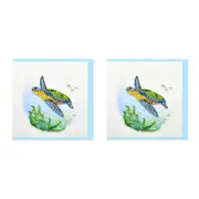 2x Boyle Handmade Paper 15x15cm Quilled Greeting Card/Envelope Green Sea Turtle